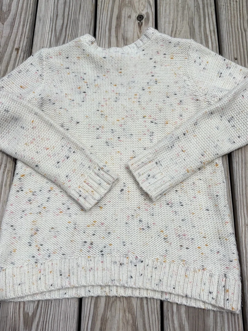 OshKosh B'gosh cream colorful spotted knit pullover crew girls sweater SIZE 14